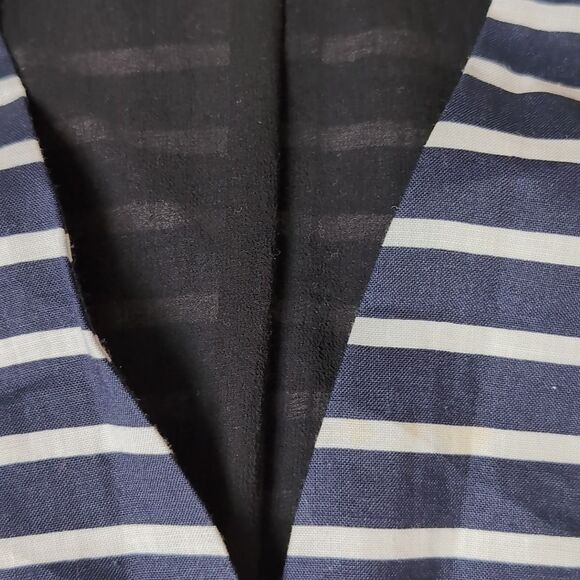 Linen Blend Navy Striped Waistcoat Vest Size M - Picture 4 of 12